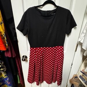 Black & Red Polka Dot Fit-and-Flare Mini Dress